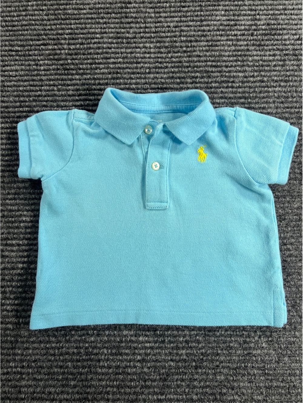 Ralph Lauren Baby Teal Blue Short Sleeve Polo Shirt 3M with Yellow Pony Logo - Picture 1 of 6